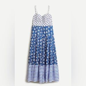 J Crew Button Front Maxi Dress in Mixed Block Print